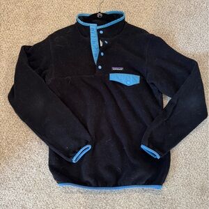 Patagonia - Synchilla Fleece Pull Over - Black w/ Blue Trim - Small